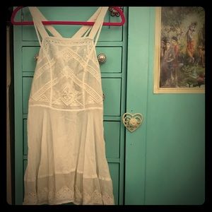 Free People Sheer White Apron Dress